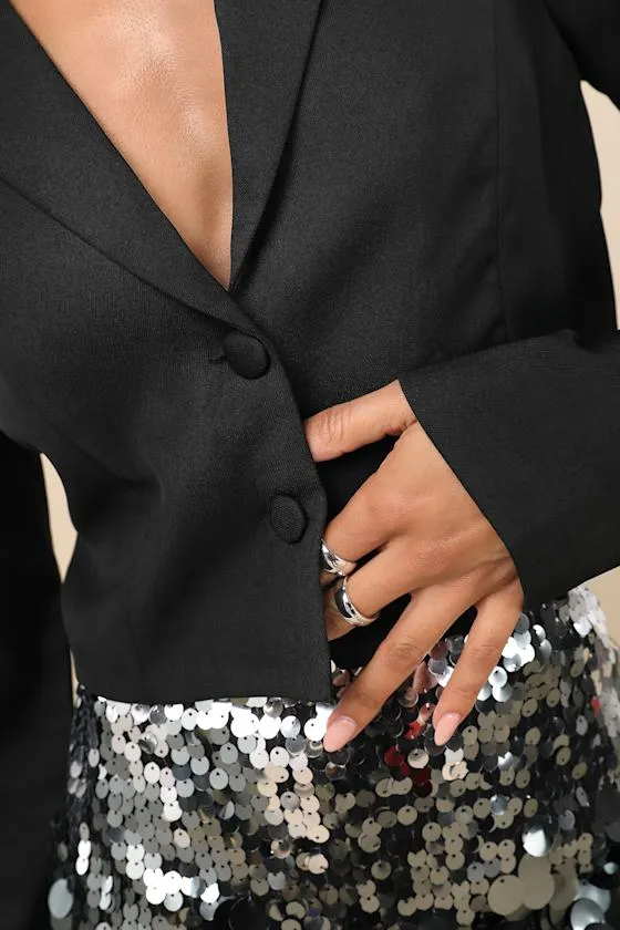Makimi Black Cropped Blazer sold by Lulus product image thumbnail 4