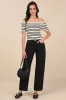 Erela Cream and Black Striped Off-the-Shoulder Sweater Top sold by Lulus