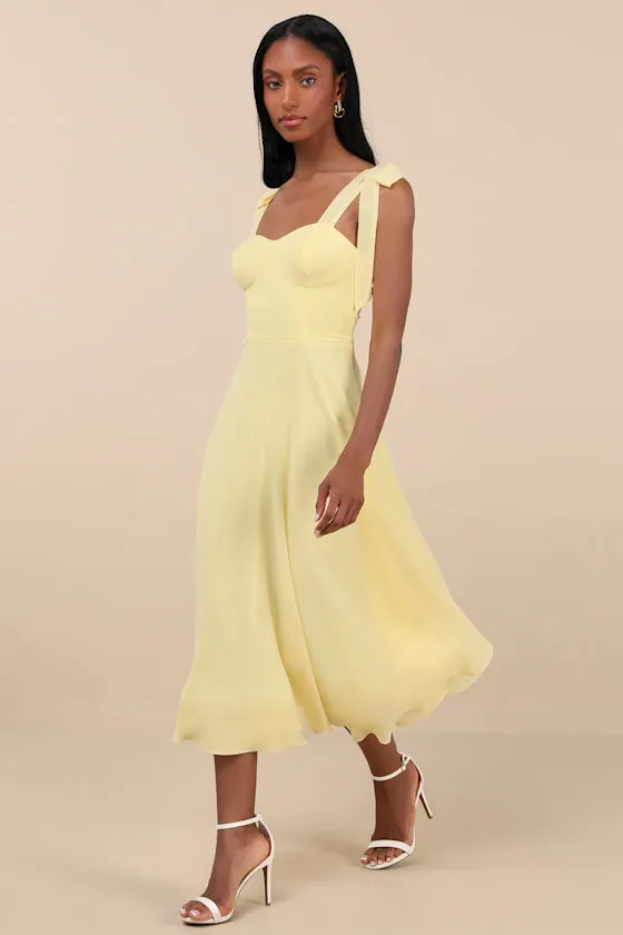Sophisticated Charisma Light Yellow Tie-Strap A-Line Midi Dress sold by Lulus product image thumbnail 2