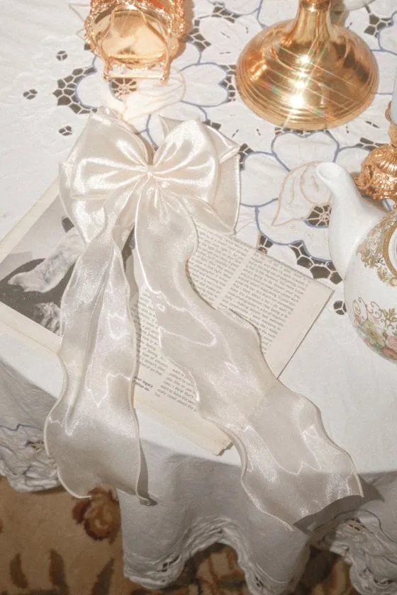 Gorgeous Adornment Ivory Oversized Double Bow Hair Clip Barrette sold by Lulus