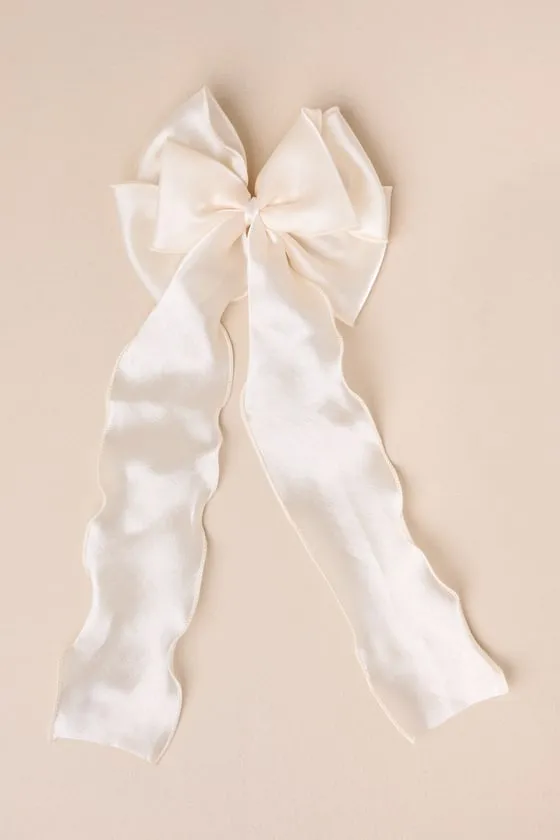 Gorgeous Adornment Ivory Oversized Double Bow Hair Clip Barrette sold by Lulus product image thumbnail 3