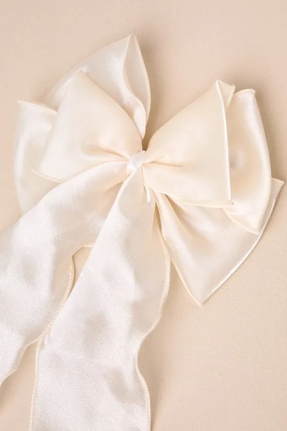 Gorgeous Adornment Ivory Oversized Double Bow Hair Clip Barrette sold by Lulus product image thumbnail 4