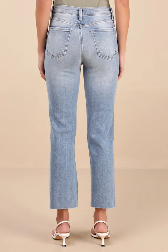 Karely Light Wash Denim High-Rise Distressed Mom Jeans sold by Lulus product image thumbnail 3