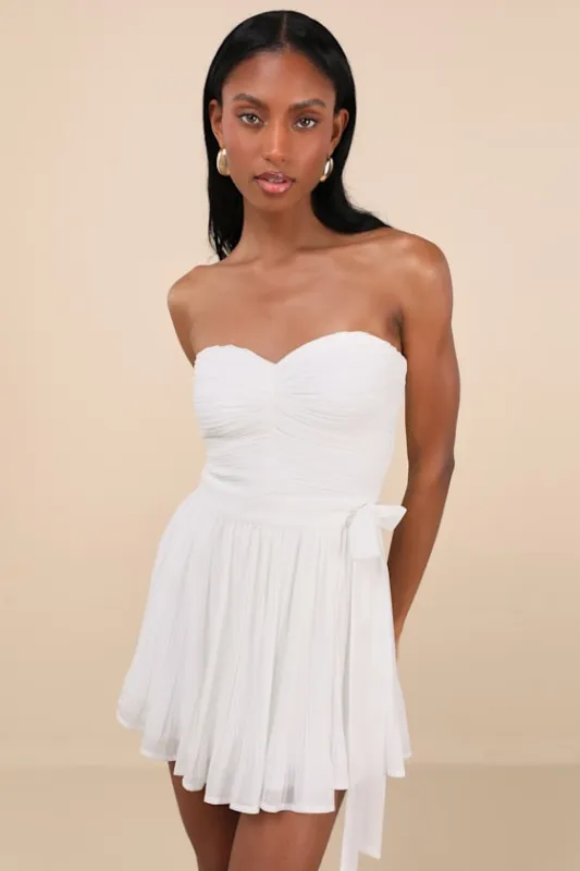 Seriously Sensational White Strapless Romper sold by Lulus