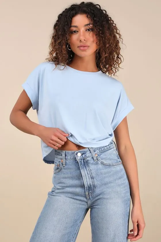 Cool Instincts Light Blue Short Sleeve Top sold by Lulus