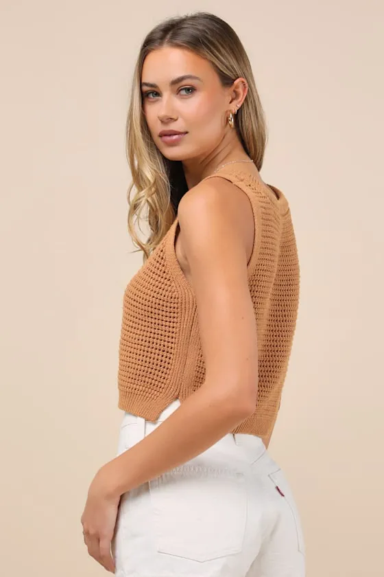 Get the Look Tan Loose Knit Sweater Tank Top sold by Lulus product image thumbnail 2
