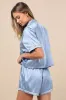 Anyssa Blue Striped Satin Two-Piece Pajama Set sold by Lulus