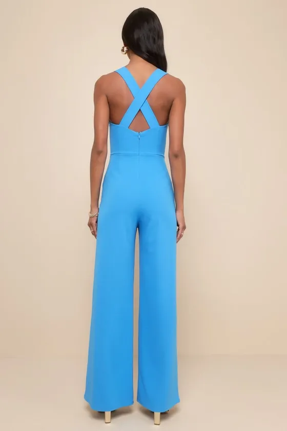 Glamorous Dedication Blue Sleeveless Wide-Length Jumpsuit sold by Lulus product image thumbnail 2