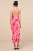 Idyllic in Ibiza Pink Abstract Print Mock Neck Halter Midi Dress sold by Lulus