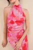Idyllic in Ibiza Pink Abstract Print Mock Neck Halter Midi Dress sold by Lulus