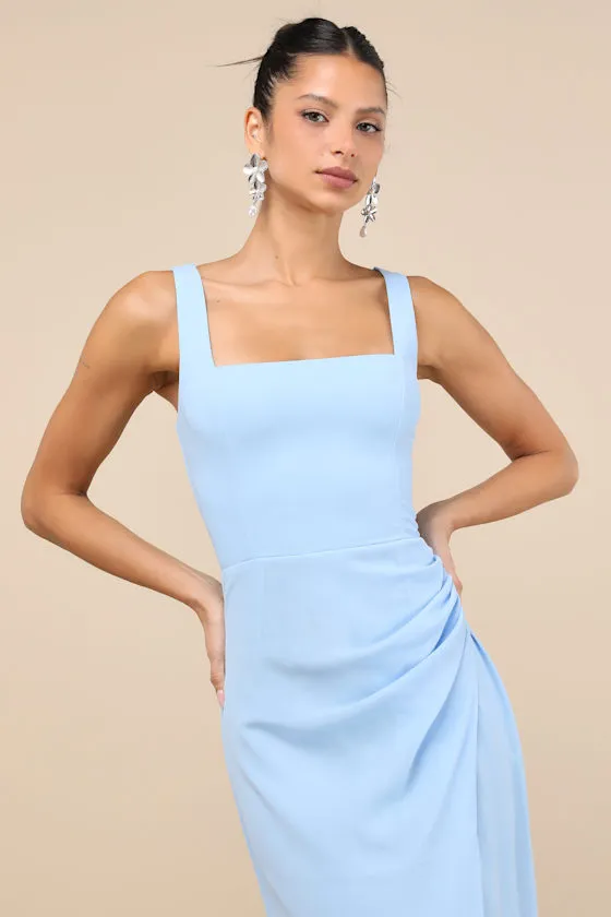 Glamorous Disposition Light Blue Ruched Maxi Dress sold by Lulus product image thumbnail 4