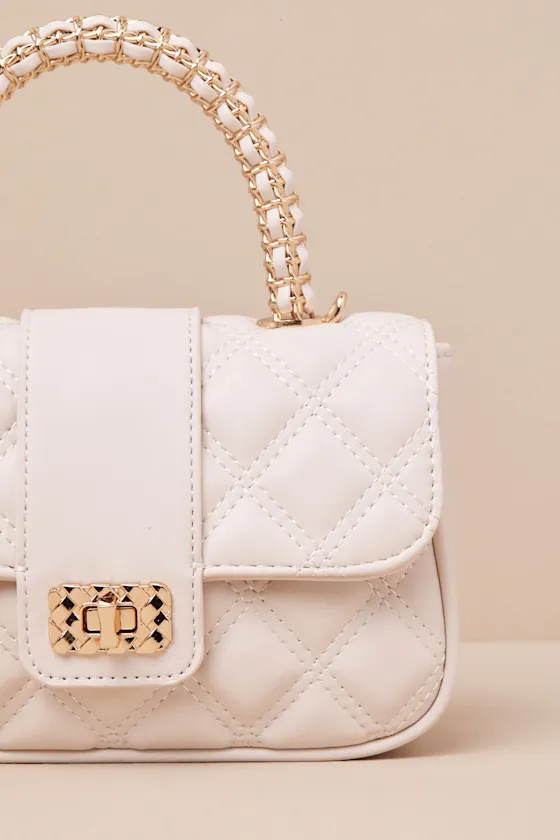 Posh Competence Ivory Quilted Chain Handle Bag sold by Lulus product image thumbnail 2