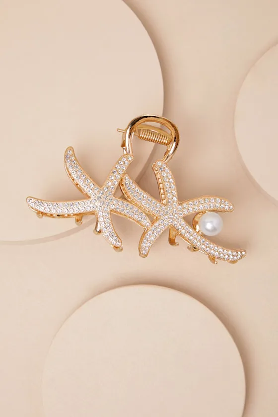 Shelley Gold Rhinestone Starfish Claw Hair Clip sold by Lulus product image thumbnail 2