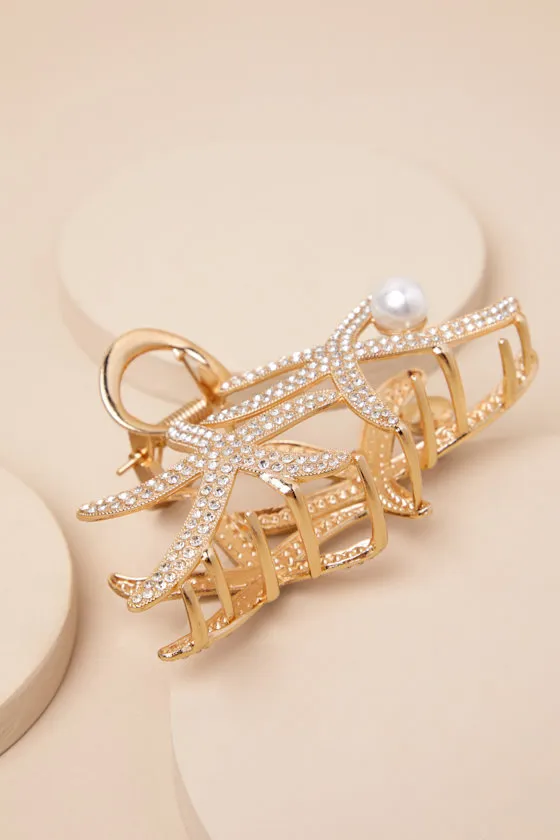 Shelley Gold Rhinestone Starfish Claw Hair Clip sold by Lulus product image thumbnail 4
