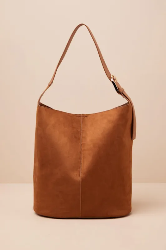 Cali Tan Suede Shoulder Bag sold by Lulus