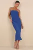 Late Night Crush Royal Blue Mesh Ruched Strapless Midi Dress sold by Lulus