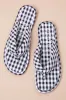 Gidget Navy Gingham Flat Thong Sandals sold by Lulus