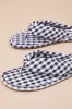 Gidget Navy Gingham Flat Thong Sandals sold by Lulus