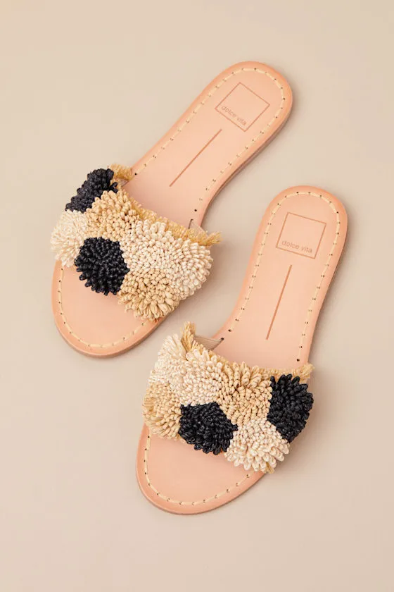 Danela Black and Natural Raffia Slide Sandals sold by Lulus product image thumbnail 2