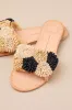 Danela Black and Natural Raffia Slide Sandals sold by Lulus