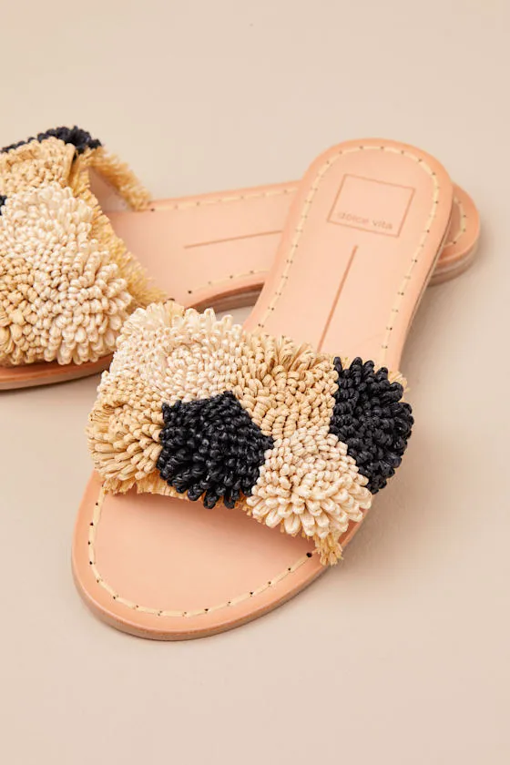 Danela Black and Natural Raffia Slide Sandals sold by Lulus product image thumbnail 3