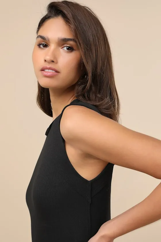 Ellette Black Ribbed Raglan Seamed Tank Top sold by Lulus product image thumbnail 4