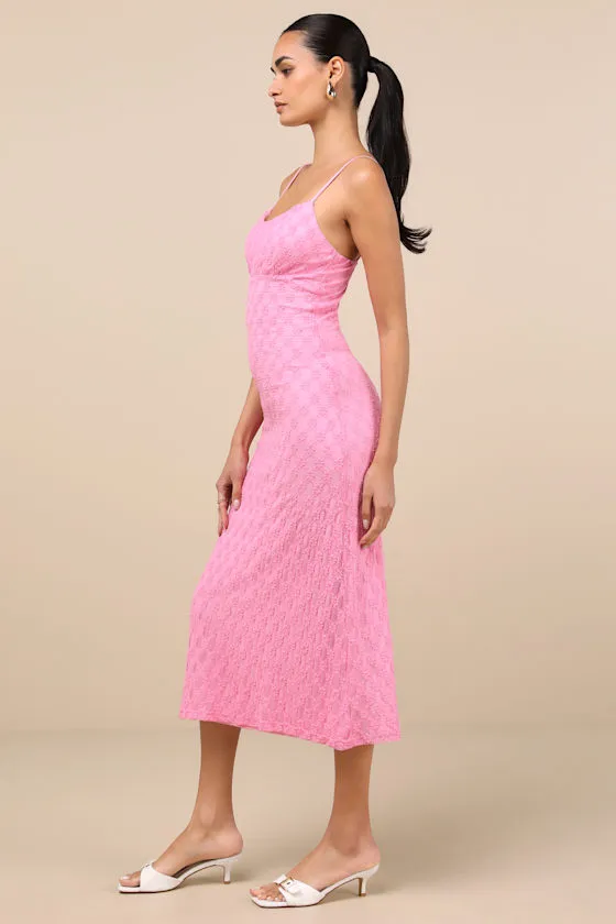 Lucky Girl Pink Sleeveless Lace Midi Dress sold by Lulus product image thumbnail 2