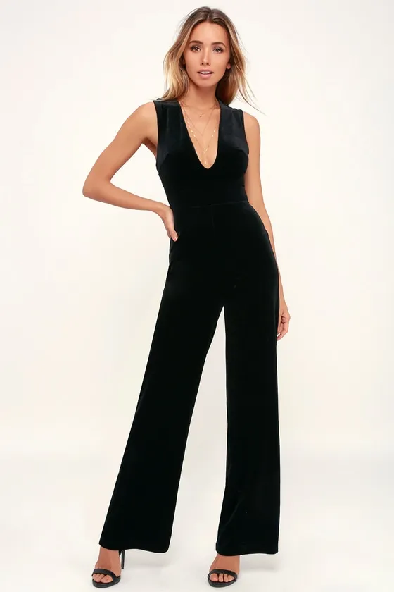 Best of Luxe Black Velvet Backless Jumpsuit sold by Lulus product image thumbnail 2