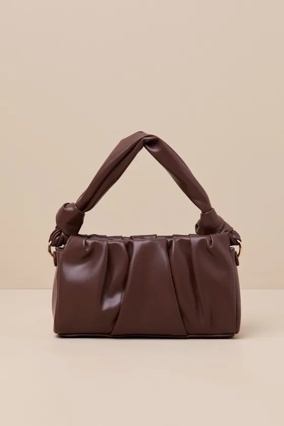 Tasteful Aesthetic Brown Pleated Knotted Shoulder Bag sold by Lulus product image thumbnail 3