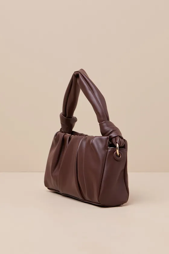 Tasteful Aesthetic Brown Pleated Knotted Shoulder Bag sold by Lulus product image thumbnail 4