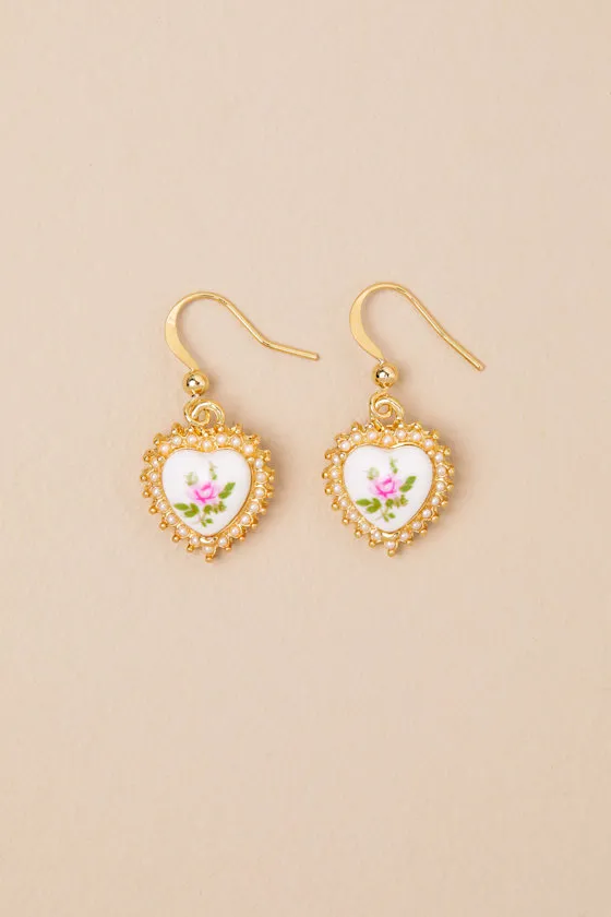 Completely Lovely 14KT Gold Vintage Heart Earrings sold by Lulus