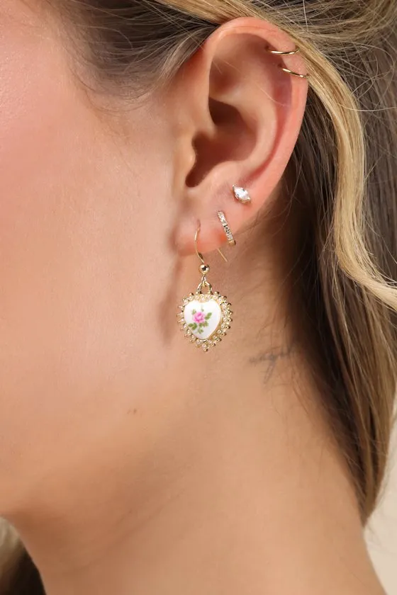 Completely Lovely 14KT Gold Vintage Heart Earrings sold by Lulus product image thumbnail 3