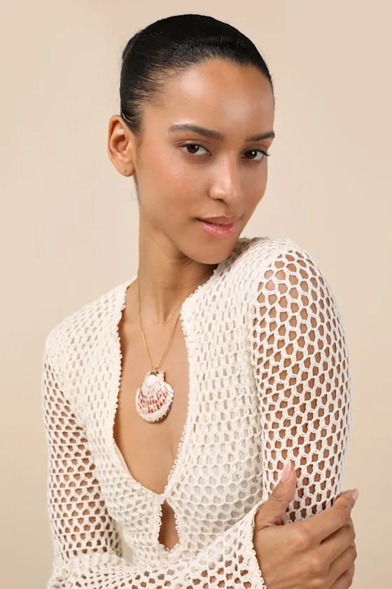 Jorden Gold Seashell Statement Necklace sold by Lulus