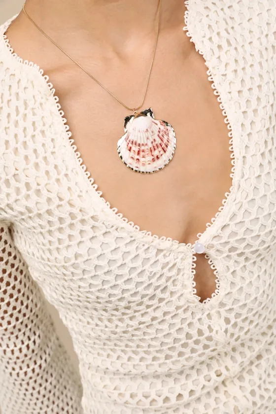 Jorden Gold Seashell Statement Necklace sold by Lulus product image thumbnail 3