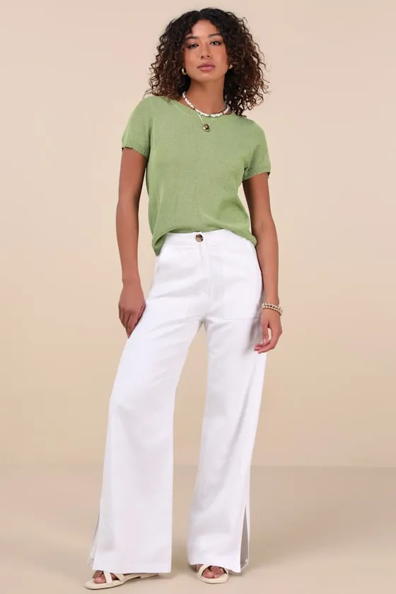 Clean Aesthetic Green Short Sleeve Sweater Top sold by Lulus product image thumbnail 4