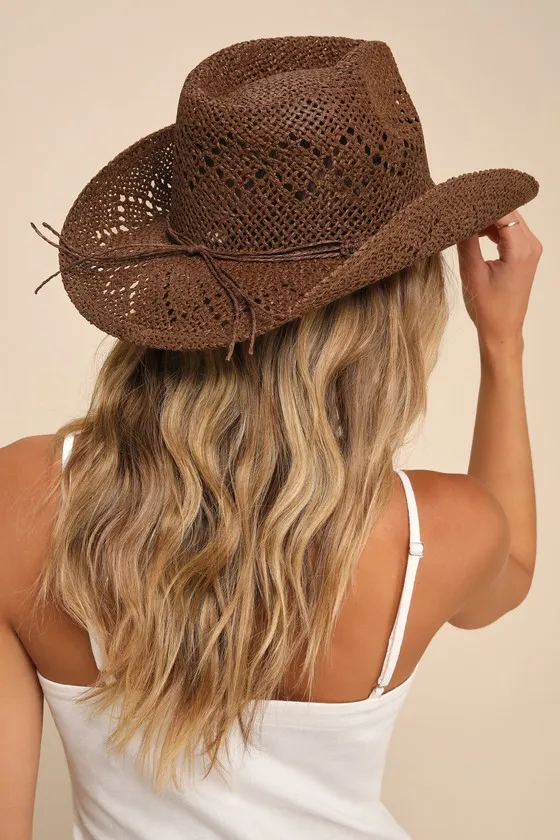 Western Ways Brown Woven Wire-Brimmed Western Hat sold by Lulus product image thumbnail 3