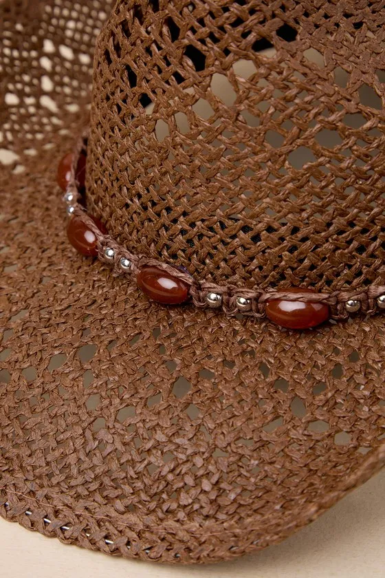 Western Ways Brown Woven Wire-Brimmed Western Hat sold by Lulus product image thumbnail 4
