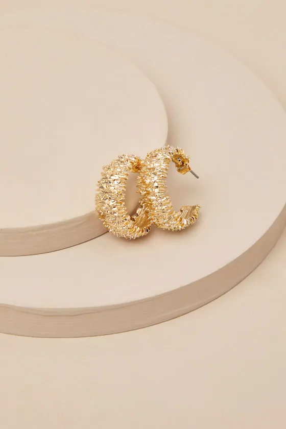 Elevated Tradition Gold Textured Hoop Earrings sold by Lulus product image thumbnail 2