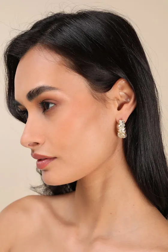 Elevated Tradition Gold Textured Hoop Earrings sold by Lulus product image thumbnail 4