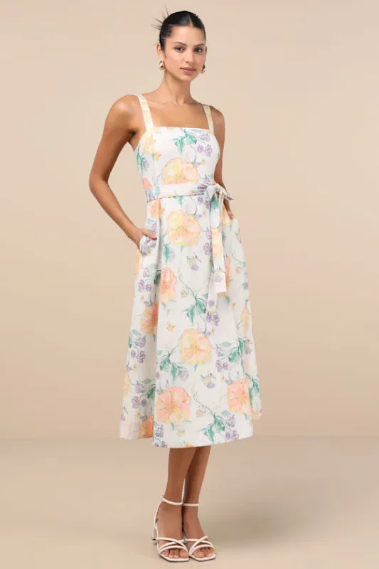 Sunny Posture Light Mint Floral Sleeveless Midi Dress sold by Lulus