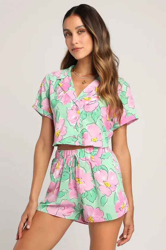 Sun and Blooms Pink Multi Floral Print Two-Piece Romper sold by Lulus product image thumbnail 2