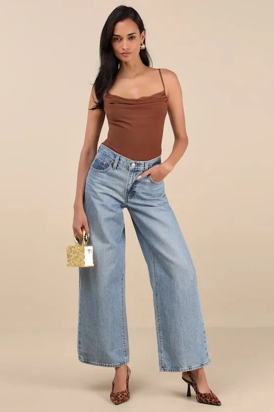 Colissa Chocolate Brown Mesh Cowl Backless Bodysuit sold by Lulus product image thumbnail 3