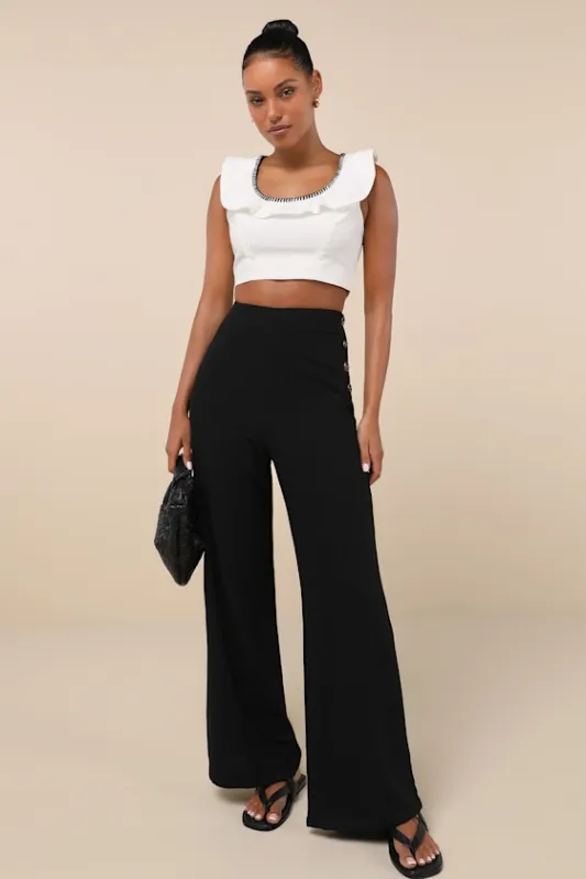 Noteworthy Black Wide-Leg Pants sold by Lulus