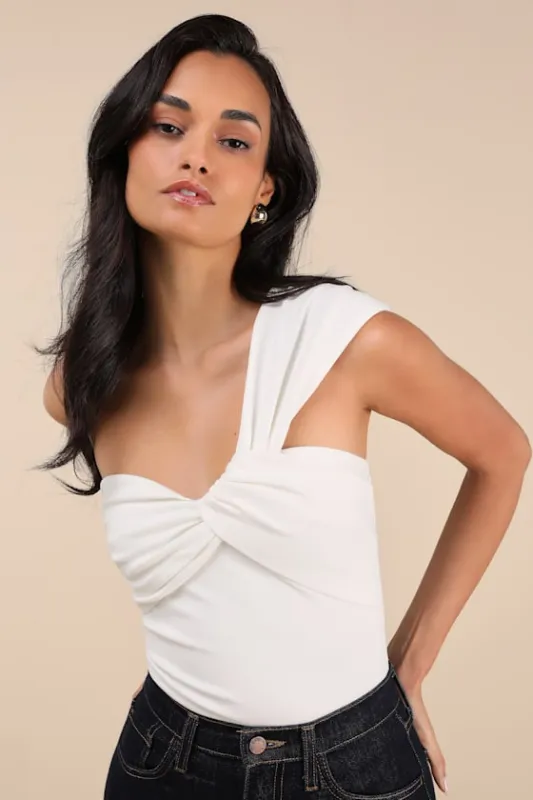 Rudia Ivory One-Shoulder Top sold by Lulus