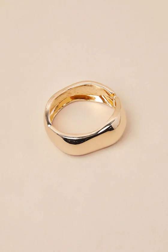 Contemporary Confidence Gold Wavy Hinged Cuff Bracelet sold by Lulus product image thumbnail 3