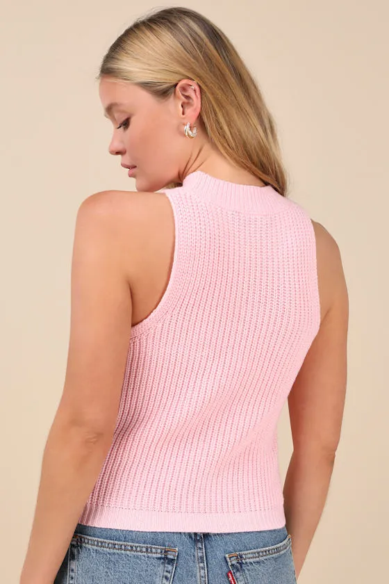 Beaux Light Pink 3D Floral Sweater Tank Top sold by Lulus product image thumbnail 2