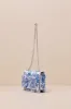 Kitsch Blue and White Floral Satin Pearl-Trimmed Bow Handbag sold by Lulus