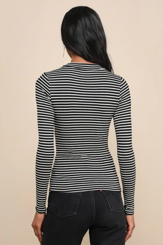 Anything is Posh-ible Black Striped Top sold by Lulus product image thumbnail 2