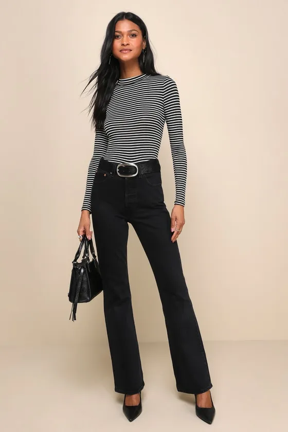 Anything is Posh-ible Black Striped Top sold by Lulus product image thumbnail 3