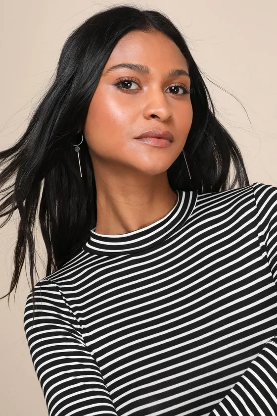 Anything is Posh-ible Black Striped Top sold by Lulus product image thumbnail 4